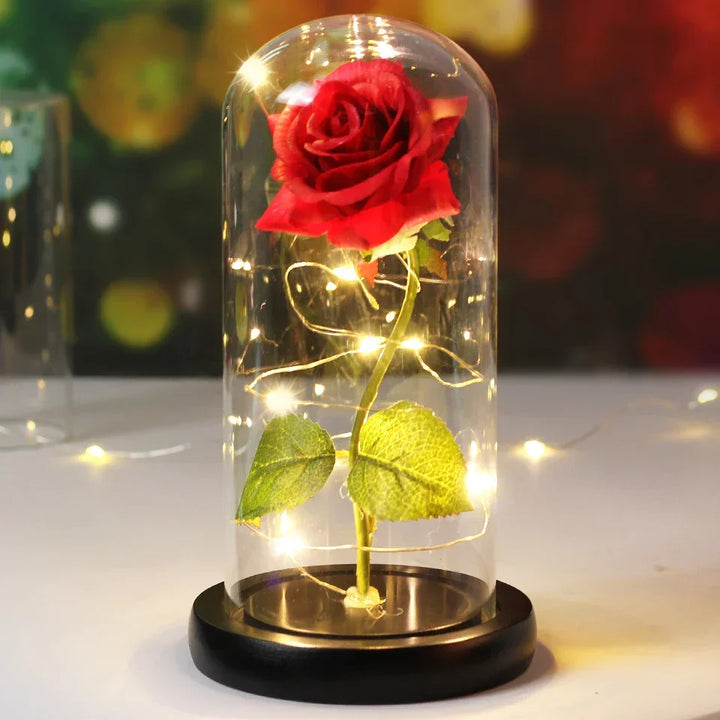 CrystalAura LED Rose Dome | Elegancka Podświetlana Róża do Dekoracji Ślubnych i Okolicznościowych