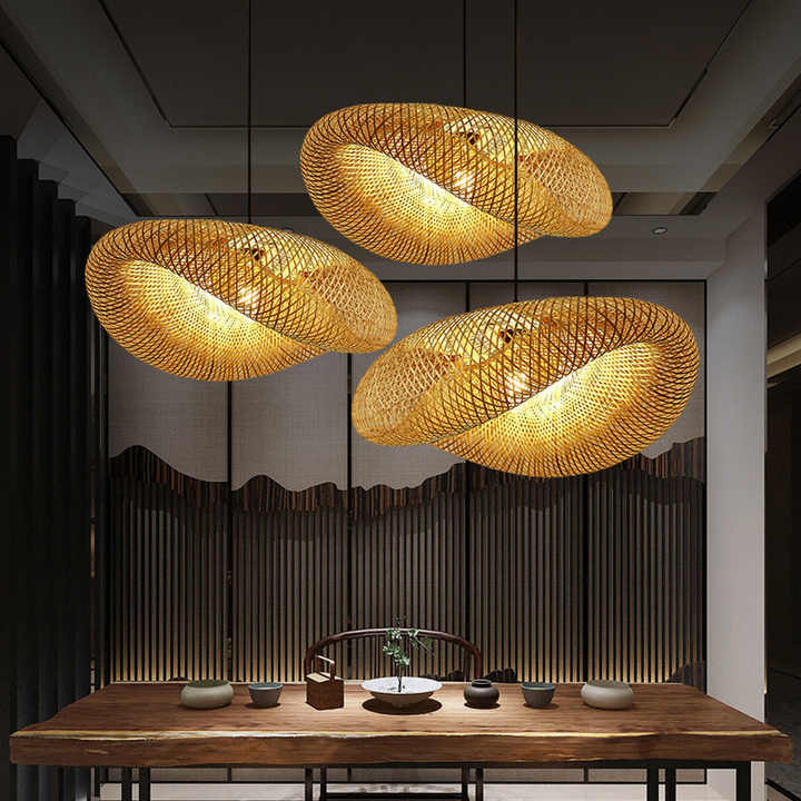 Ręcznie wykonana lampa bambusowa w naturalnym stylu