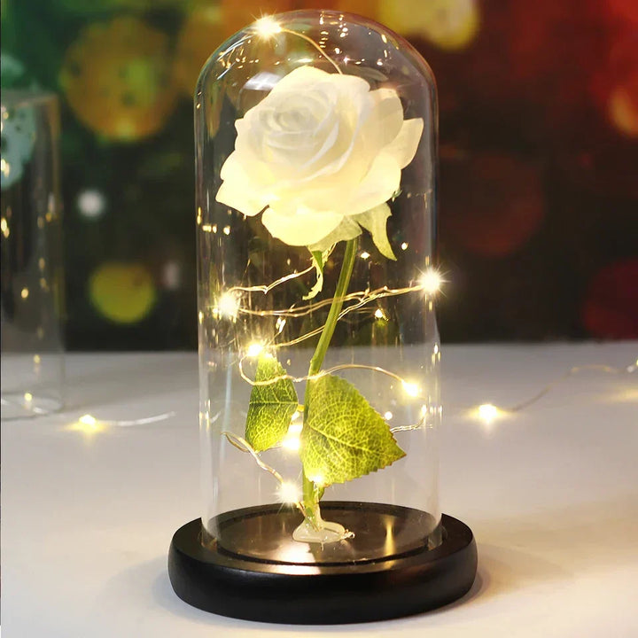 CrystalAura LED Rose Dome | Elegancka Podświetlana Róża do Dekoracji Ślubnych i Okolicznościowych