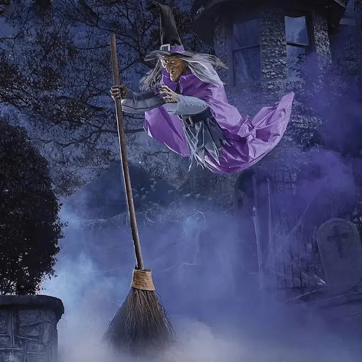SpookFlight Latająca Wiedźma – ruchoma dekoracja halloweenowa ze światłem i dźwiękiem