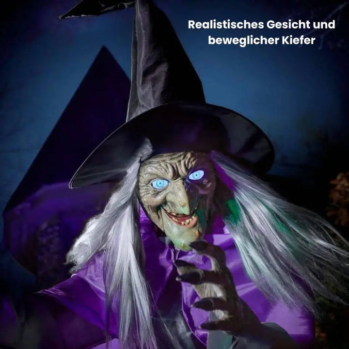 SpookFlight Latająca Wiedźma – ruchoma dekoracja halloweenowa ze światłem i dźwiękiem