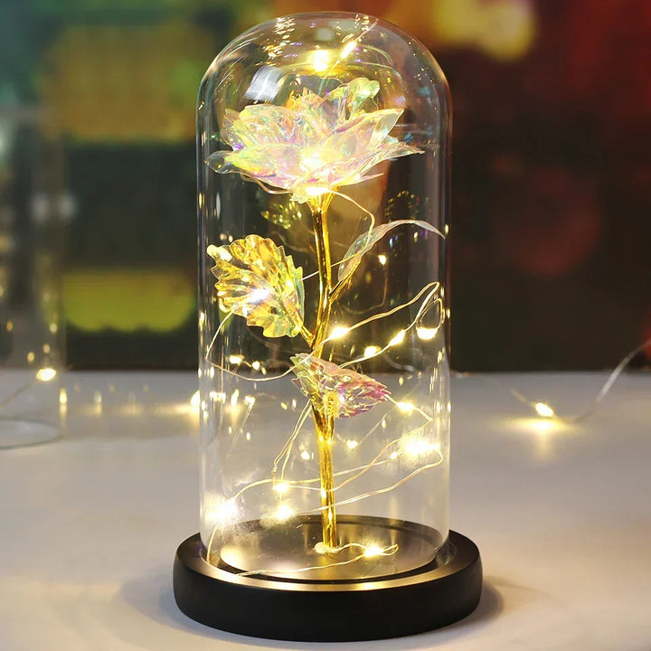 CrystalAura LED Rose Dome | Elegancka Podświetlana Róża do Dekoracji Ślubnych i Okolicznościowych
