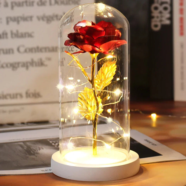 CrystalAura LED Rose Dome | Elegancka Podświetlana Róża do Dekoracji Ślubnych i Okolicznościowych