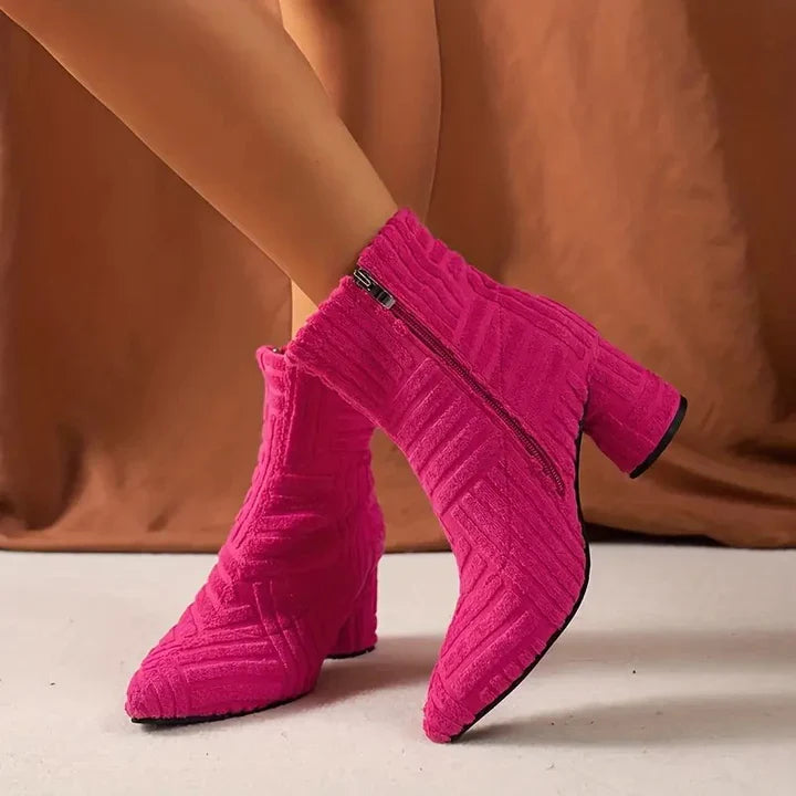 Buty damskie z jednolitym kolorem i blokowym obcasem