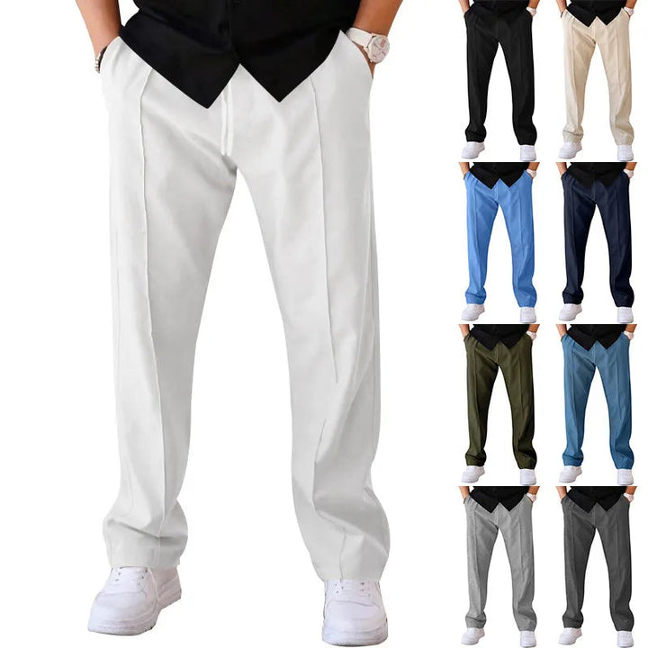 Męskie spodnie slim fit z elastycznym pasem ze ściągaczem