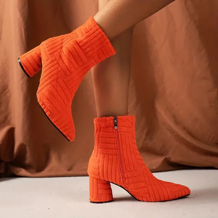 Buty damskie z jednolitym kolorem i blokowym obcasem