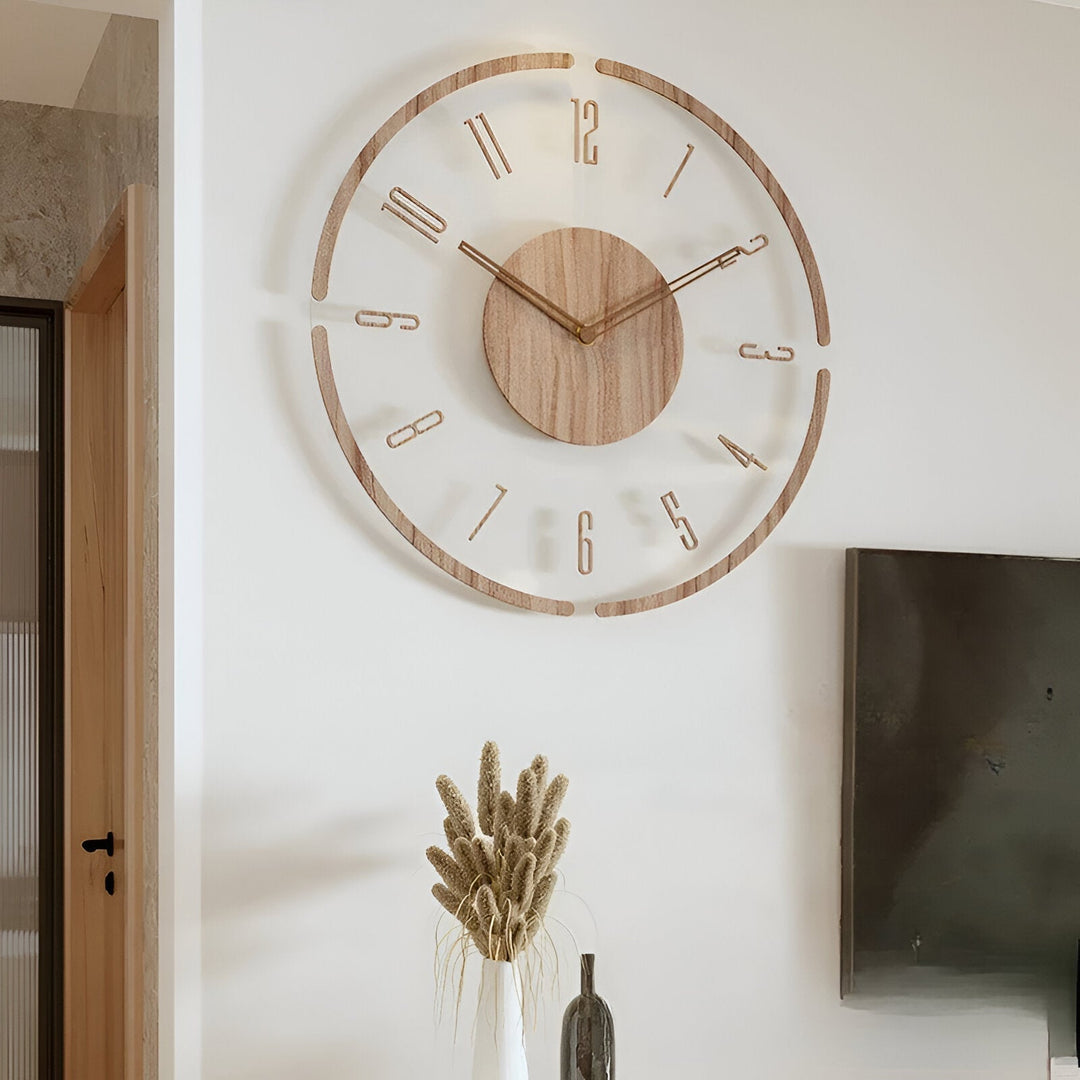 Zegar ścienny ClearWood Silent – nowoczesny design z drewna i akrylu