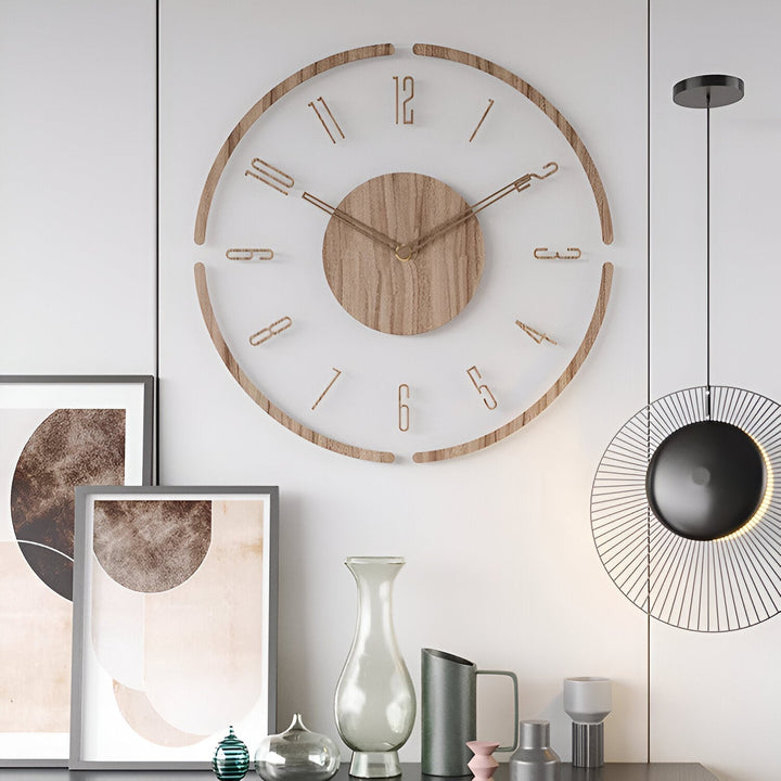 Zegar ścienny ClearWood Silent – nowoczesny design z drewna i akrylu