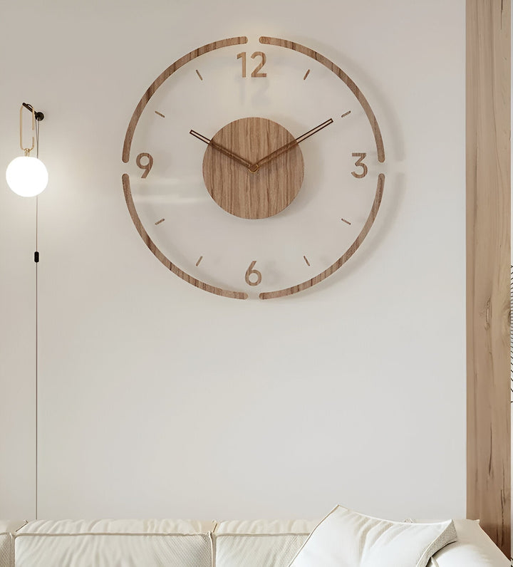 Zegar ścienny ClearWood Silent – nowoczesny design z drewna i akrylu