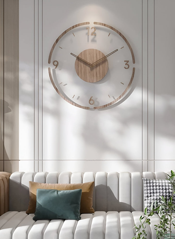 Zegar ścienny ClearWood Silent – nowoczesny design z drewna i akrylu