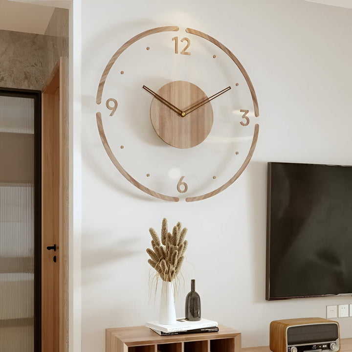 Zegar ścienny ClearWood Silent – nowoczesny design z drewna i akrylu