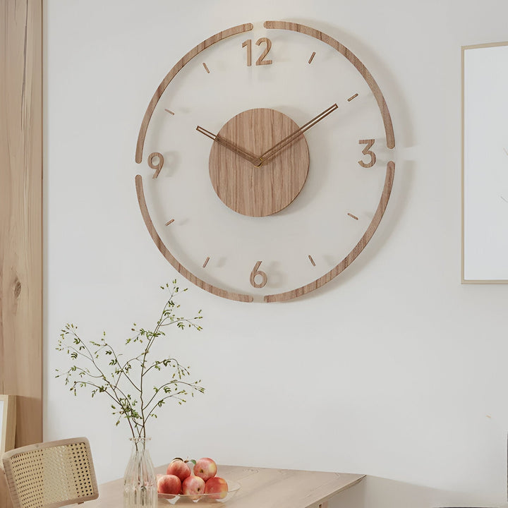 Zegar ścienny ClearWood Silent – nowoczesny design z drewna i akrylu