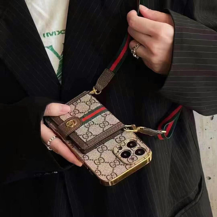 Luksusowe etui na iPhone'a z torbą na ramię