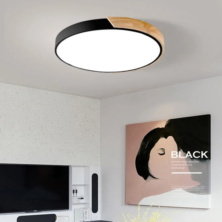 Okrągła lampa sufitowa Nordic Macaron z drewna
