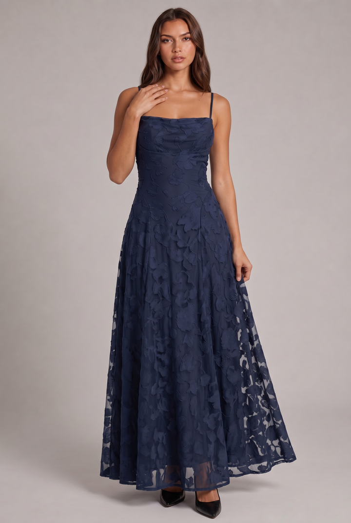 Sukienka maxi Olivia - elegancka suknia wieczorowa w kwiatowy wzór