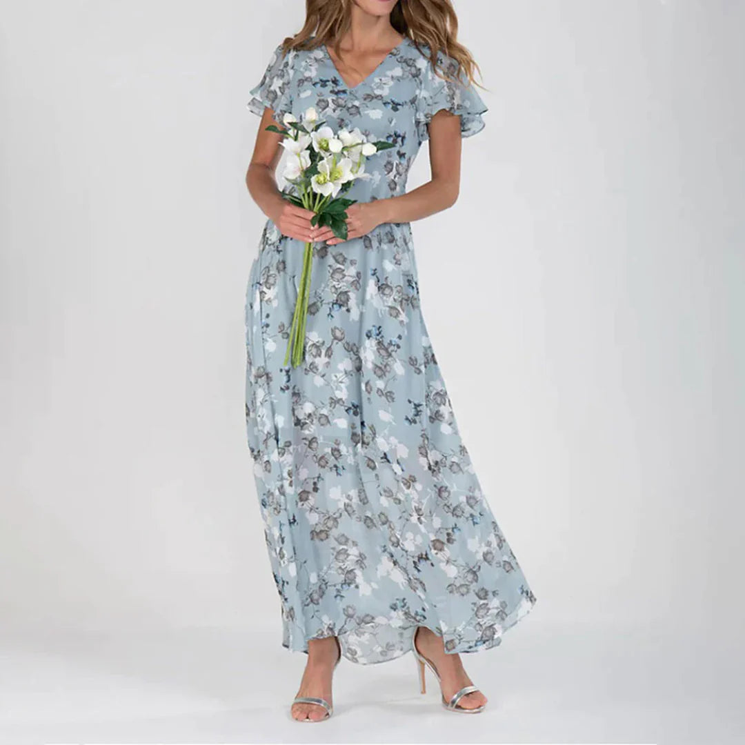 Vintage Kwiatowy Print Maxi Sukienka dla Kobiet