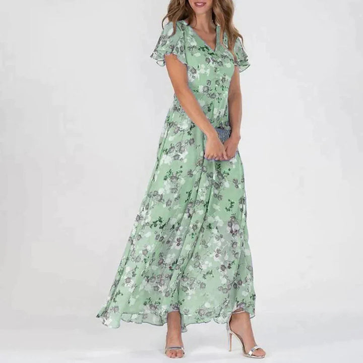 Vintage Kwiatowy Print Maxi Sukienka dla Kobiet