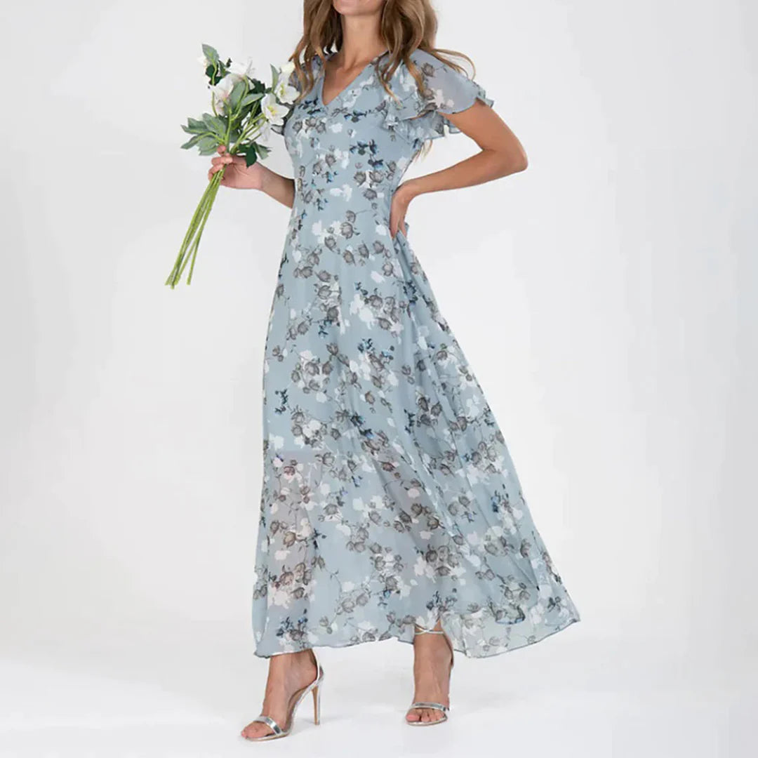 Vintage Kwiatowy Print Maxi Sukienka dla Kobiet