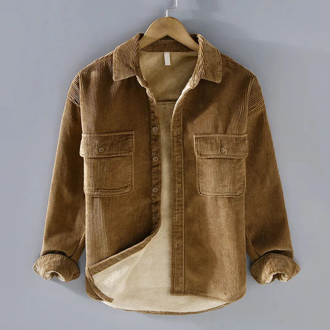 Koszula sztruksowa: Ciepła vintage casual męska koszula