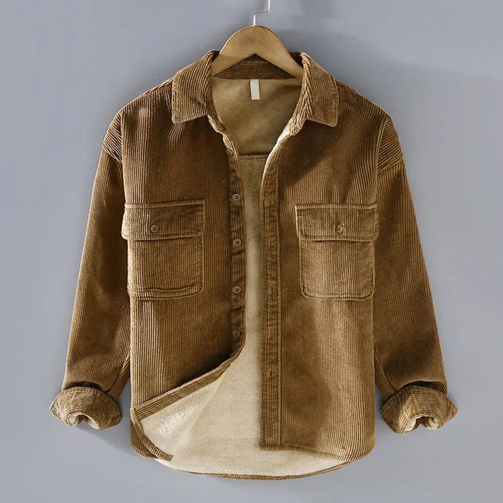 Koszula sztruksowa: Ciepła vintage casual męska koszula