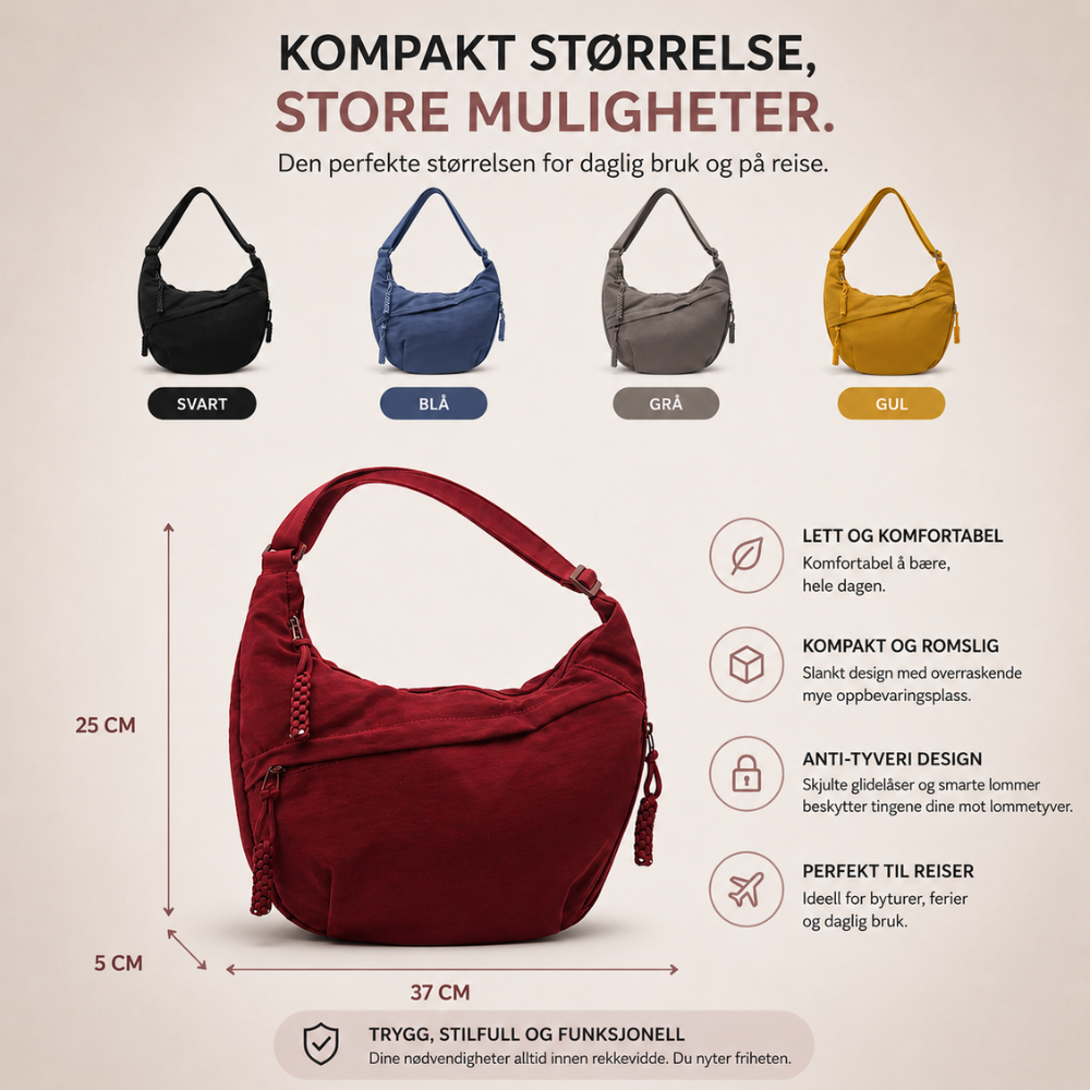 Torebka na ramię – regulowany pasek, nylonowa torba crossbody z wieloma kieszeniami