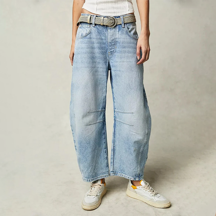 Damskie casualowe szerokie jeansy – wygodny stretch denim, casualowe spodnie na co dzień
