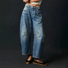 Damskie casualowe szerokie jeansy – wygodny stretch denim, casualowe spodnie na co dzień