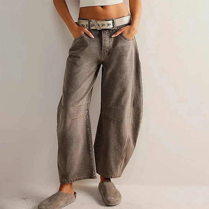 Damskie casualowe szerokie jeansy – wygodny stretch denim, casualowe spodnie na co dzień