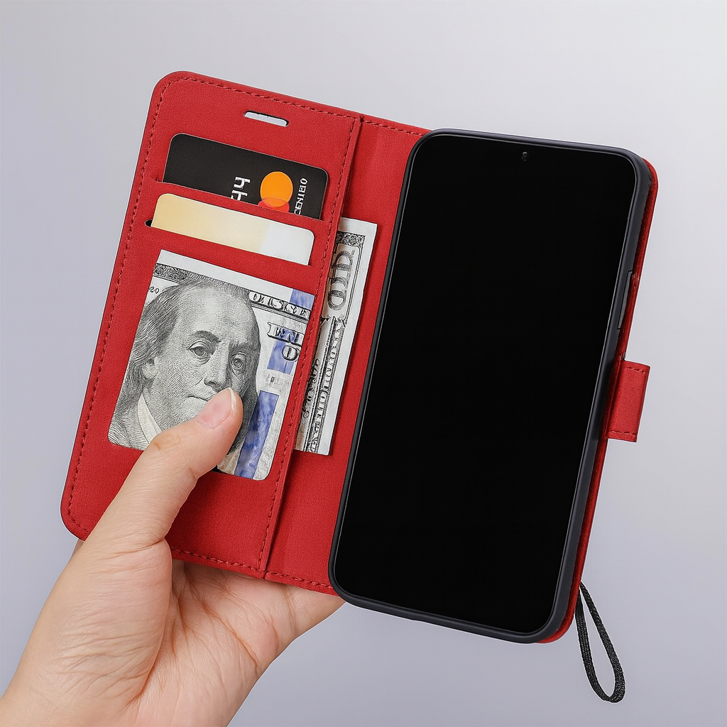 Skórzane składane etui na smartfon