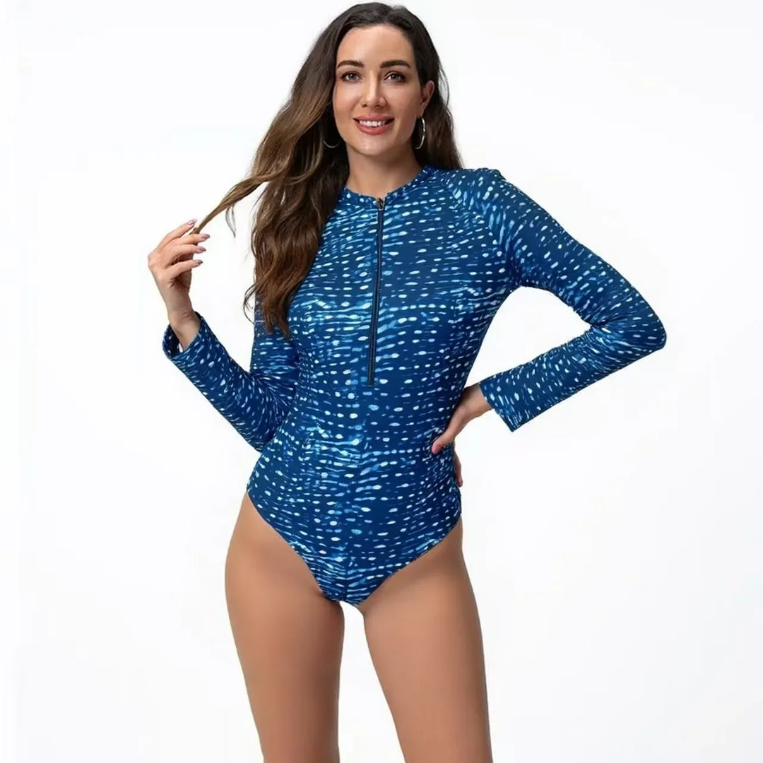 Wzorzysty monokini z długimi rękawami - Cetaform
