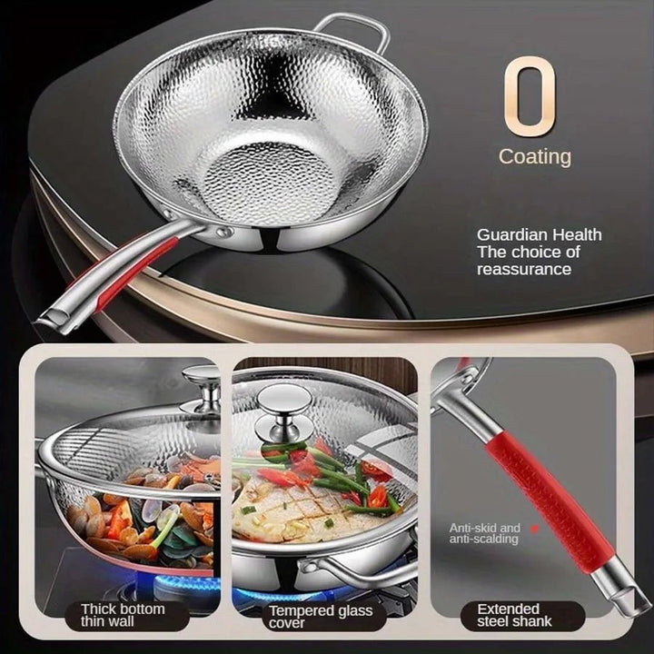 PANVION – Premium Wok z Tytanu z okrągłym dnem do kuchenek indukcyjnych i łatwego mieszania