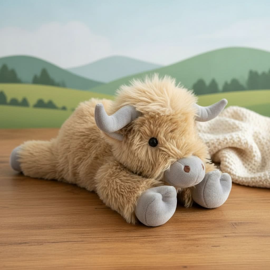 HEATHERMO – Urocza pluszowa krowa Highland z miękkim i rustykalnym urokiem