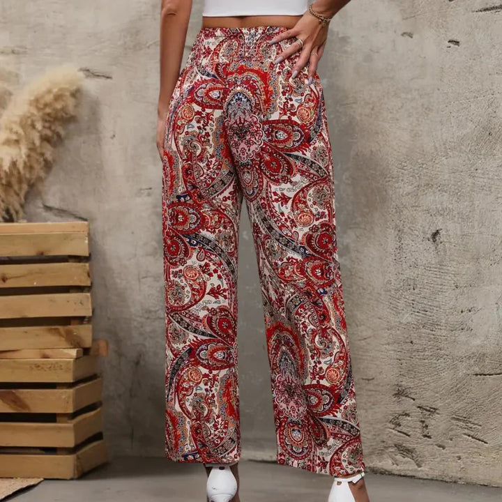 Boho Szerokie Spodnie Damskie z Ukosnymi Kieszeniami