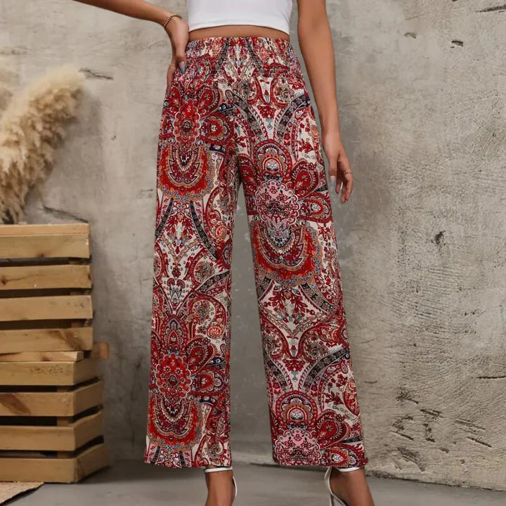 Boho Szerokie Spodnie Damskie z Ukosnymi Kieszeniami