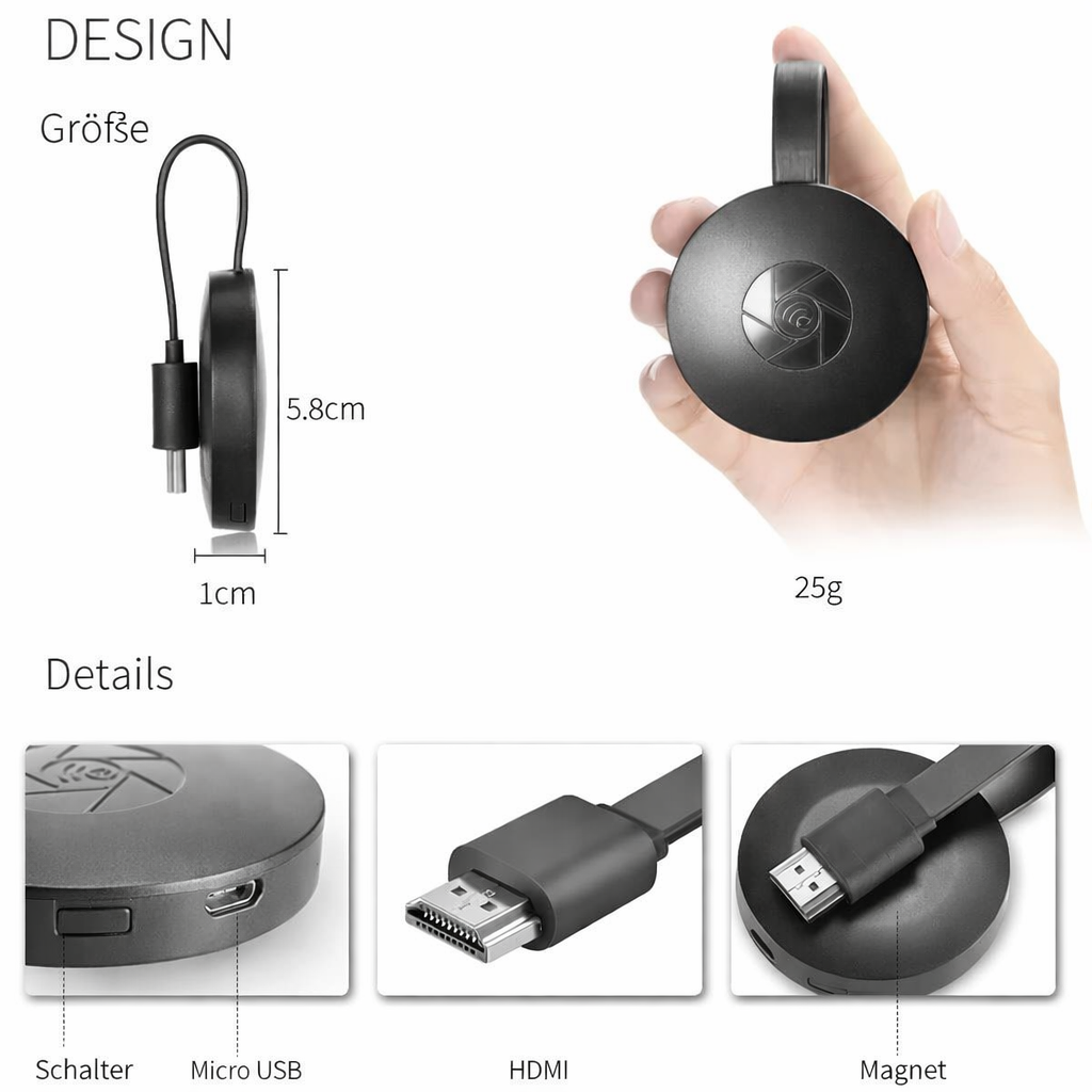 Miracast | Bezprzewodowy adapter HD Mirror | AirPlay i DLNA | CastView Pro