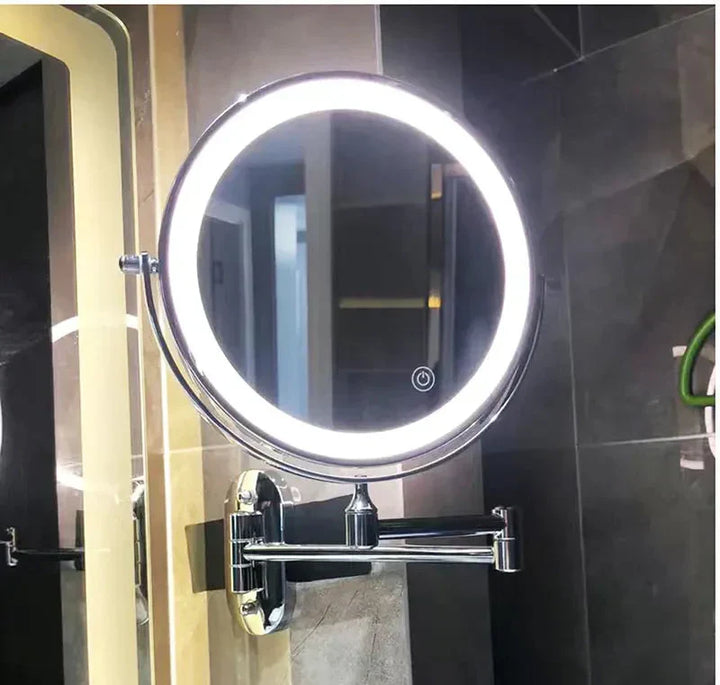 Lusterko do makijażu LumiReflect Premium LED | Powiększające lusterko ścienne z ładowaniem i regulowanym oświetleniem