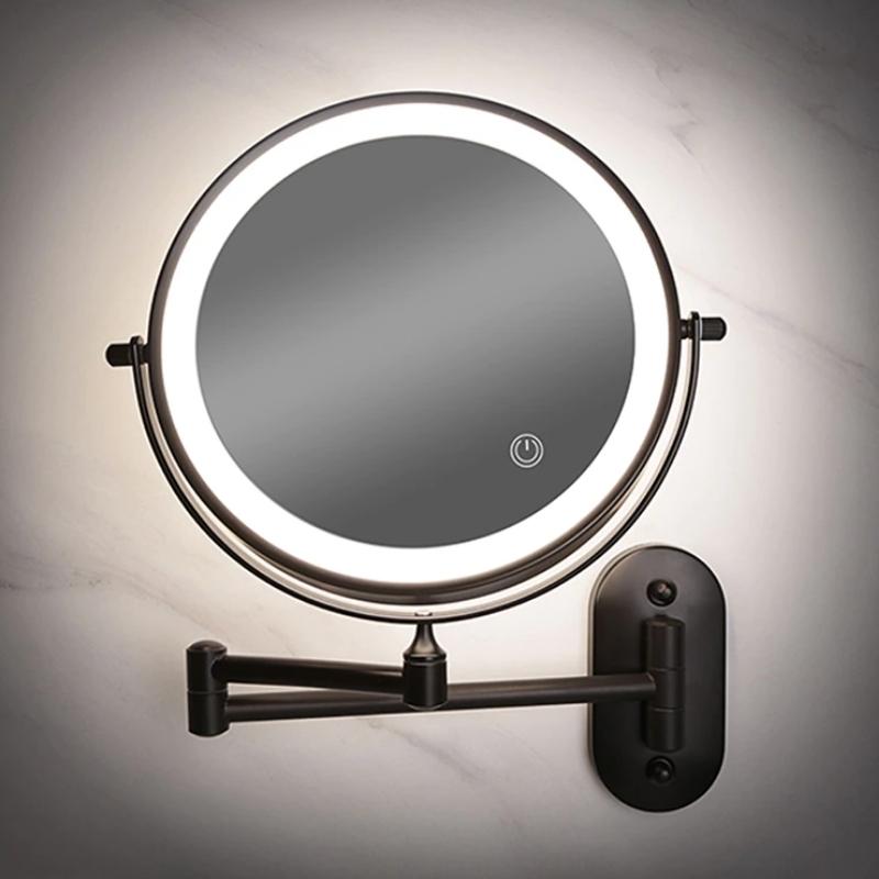 Lusterko do makijażu LumiReflect Premium LED | Powiększające lusterko ścienne z ładowaniem i regulowanym oświetleniem