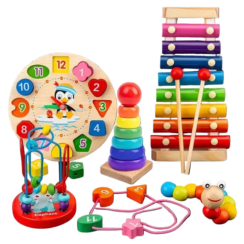 Zestaw zabawek Montessori dla dzieci - 5-w-1 kreatywna nauka i odkrywanie