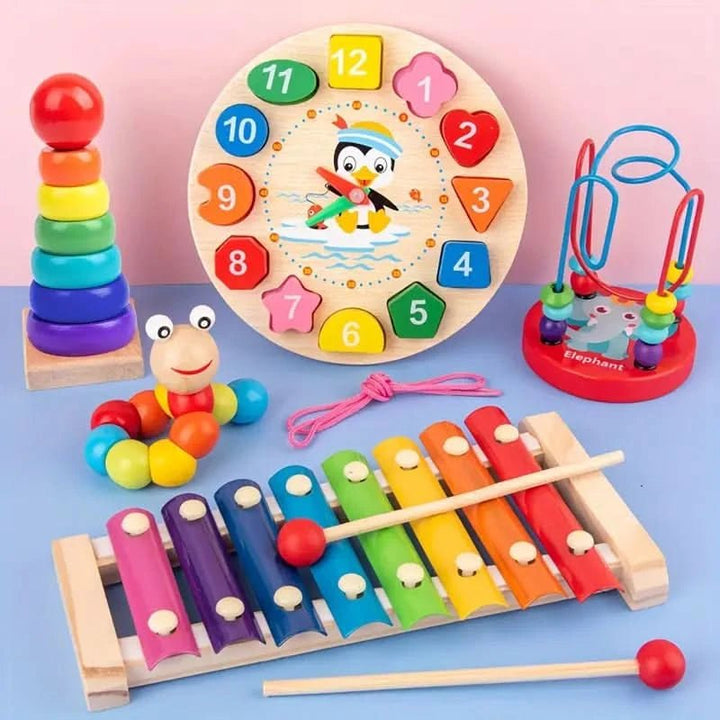 Zestaw zabawek Montessori dla dzieci - 5-w-1 kreatywna nauka i odkrywanie