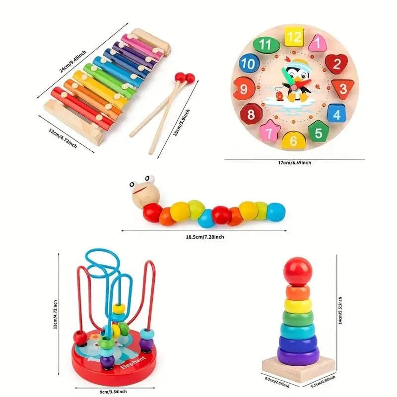 Zestaw zabawek Montessori dla dzieci - 5-w-1 kreatywna nauka i odkrywanie