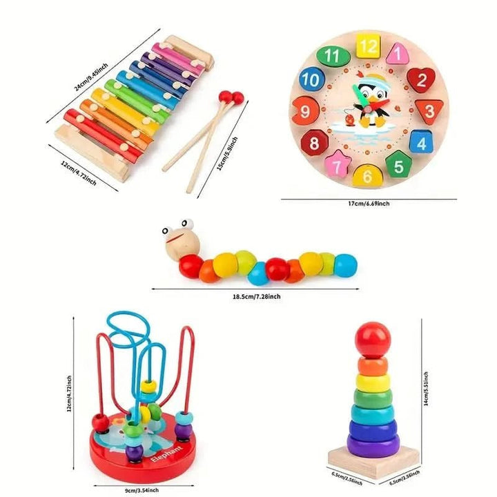 Zestaw zabawek Montessori dla dzieci - 5-w-1 kreatywna nauka i odkrywanie