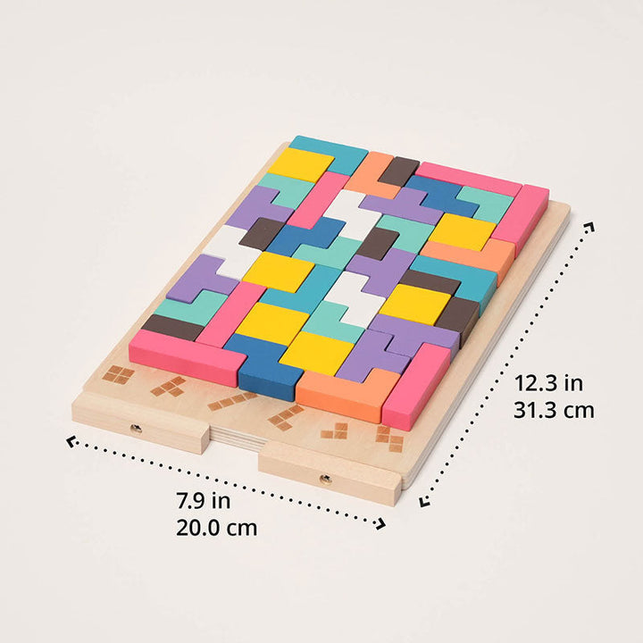 Drewniane puzzle układanka Tetris Montessori – zabawka edukacyjna