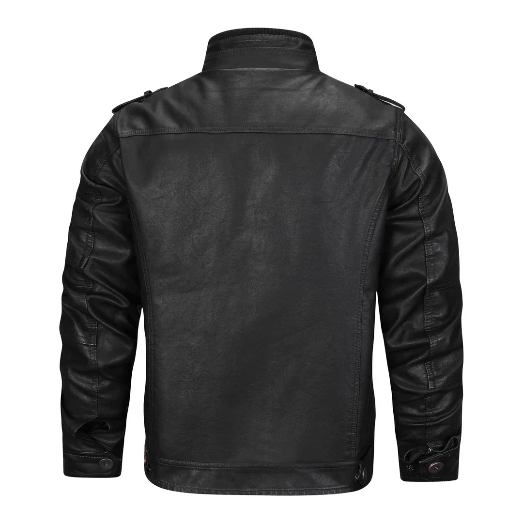 Czarna skórzana kurtka dla mężczyzn