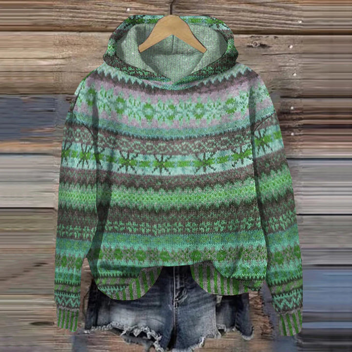 Vintage-Inspirowany Hoodie Fair Isle dla Kobiet