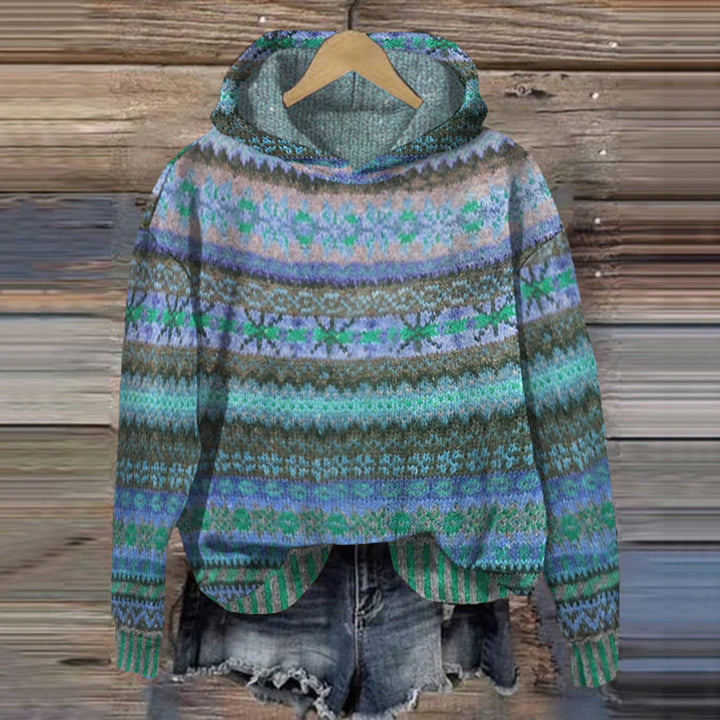 Vintage-Inspirowany Hoodie Fair Isle dla Kobiet