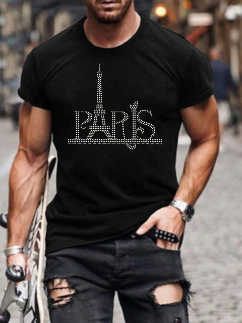 Męski T-shirt slim fit z cekinami