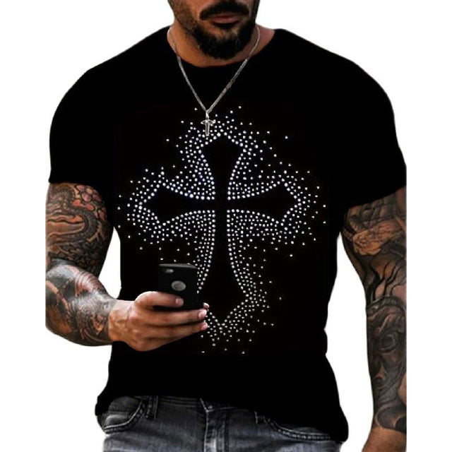 Męski T-shirt slim fit z cekinami