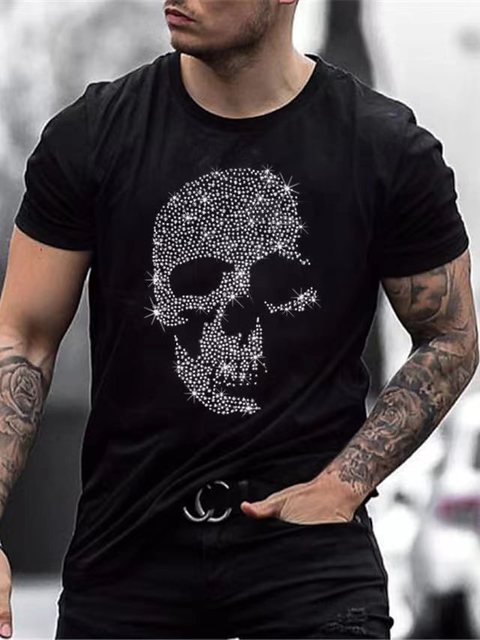 Męski T-shirt slim fit z cekinami