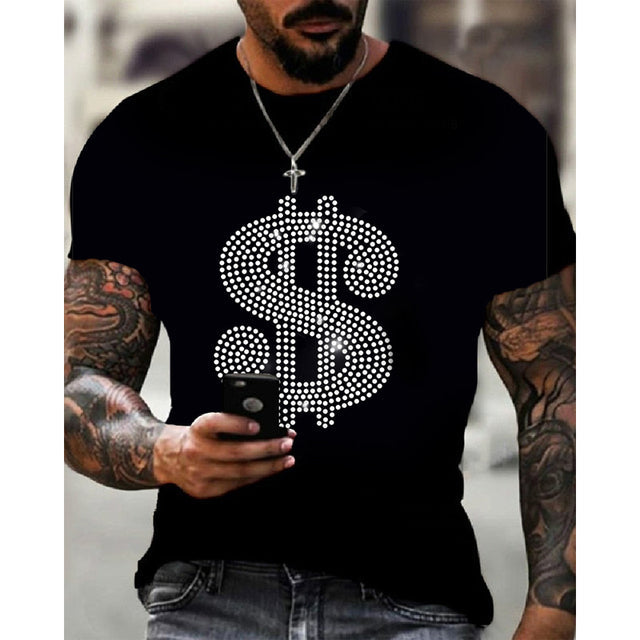 Męski T-shirt slim fit z cekinami