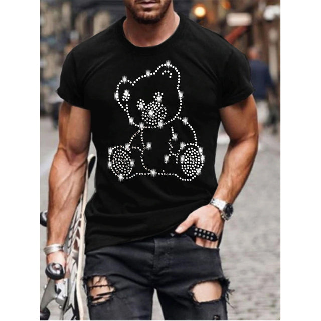 Męski T-shirt slim fit z cekinami